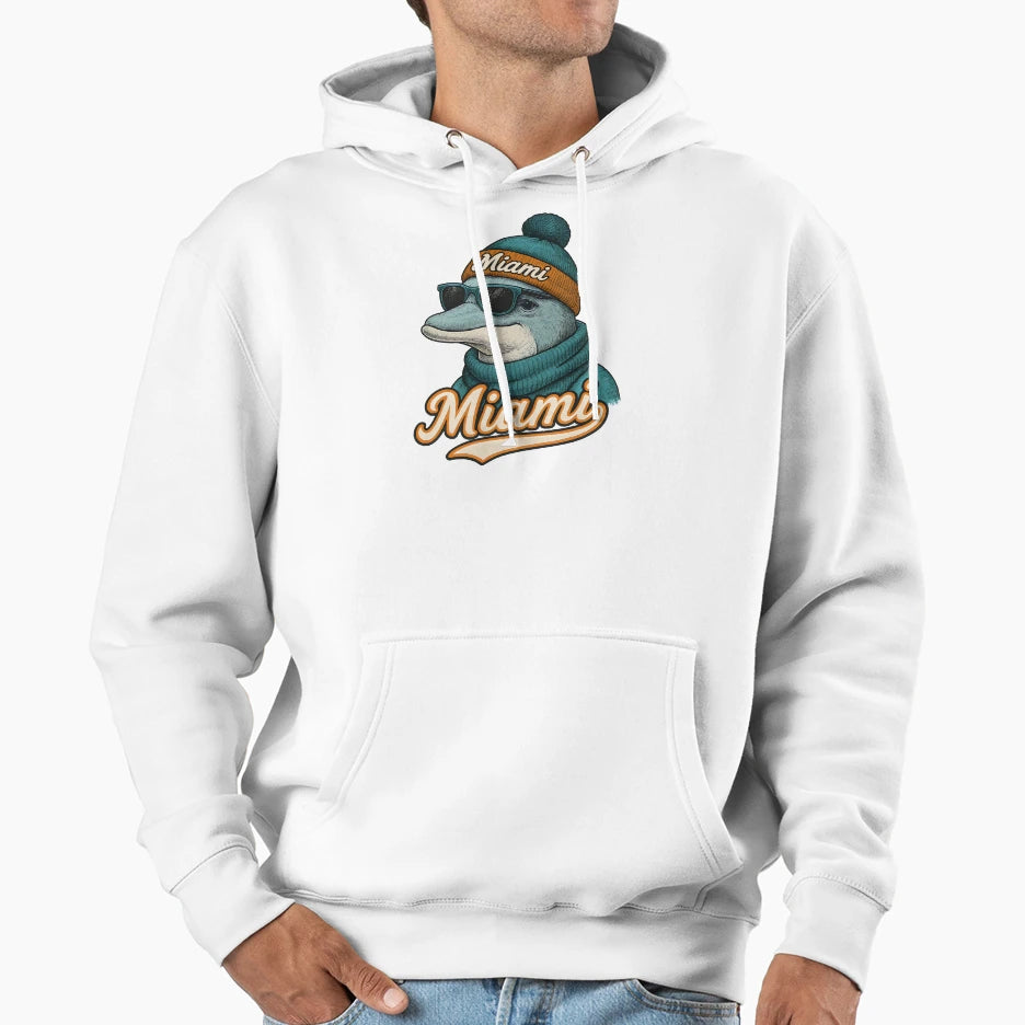 Miami Dolphin Beanie Sunglasses T-Shirt - Minimalist Print for Adults - T-Shirt, Sweatshirt, Hoodie