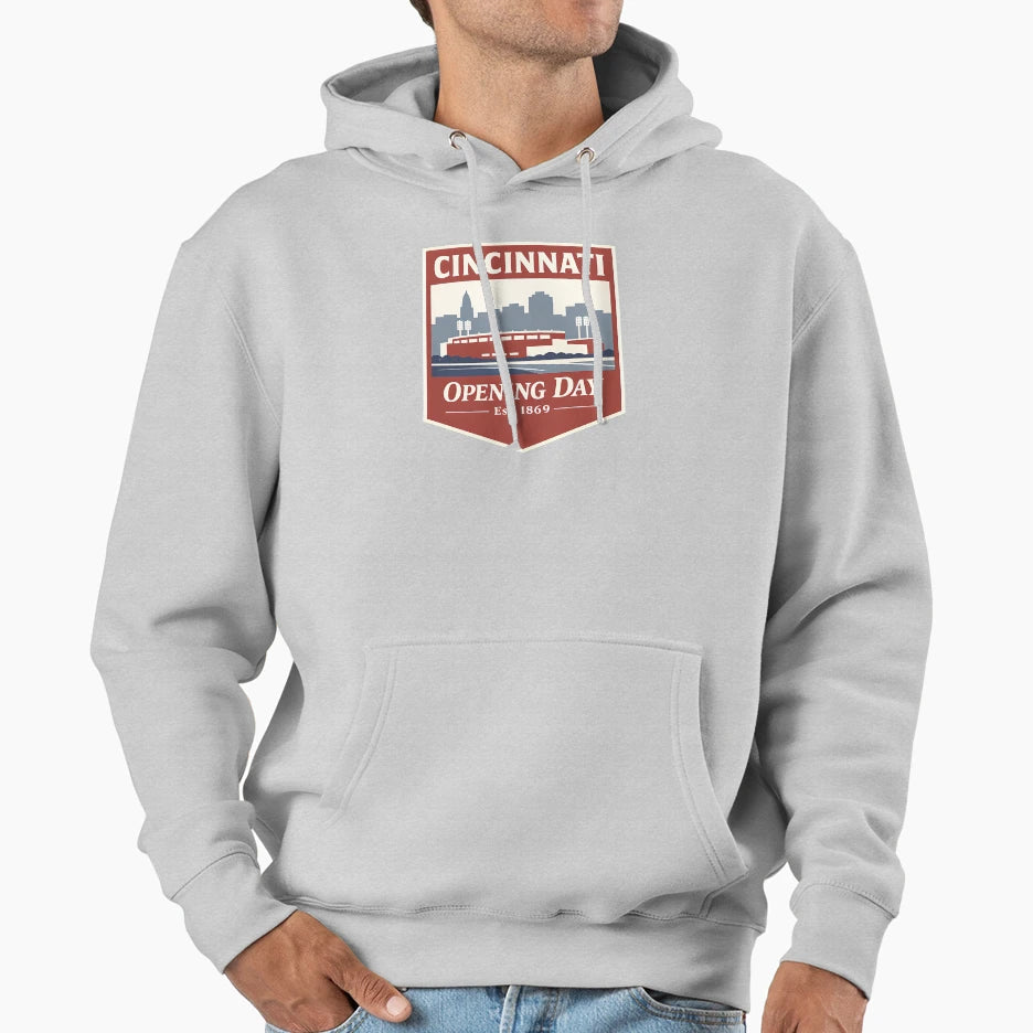 Cincinnati Opening Day Emblem Hoodie - Casual Everyday Wear Men Women - T-Shirt, Sweatshirt, Hoodie