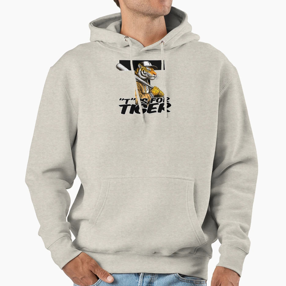 T Is Tiger Hoodie - Minimalist Print for Adults - T-Shirt, Sweatshirt, Hoodie
