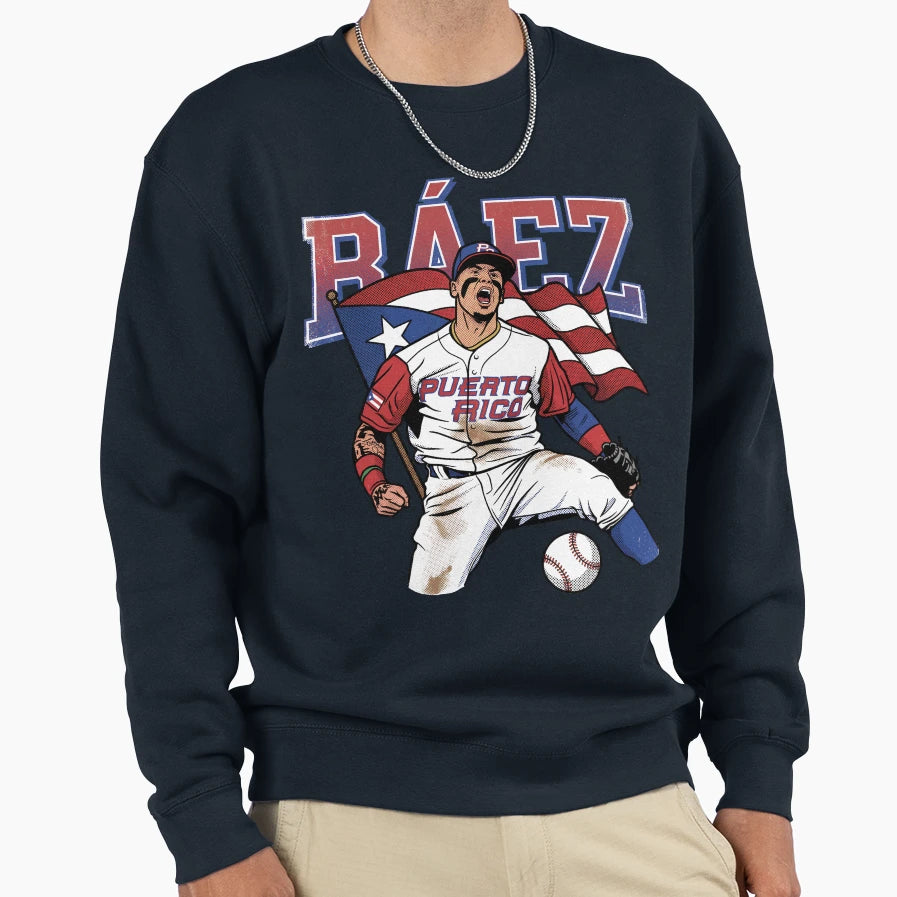 Javi Baez Puerto Rican Baseball Sweatshirt - Streetwear Style for Adults - T-Shirt, Sweatshirt, Hoodie