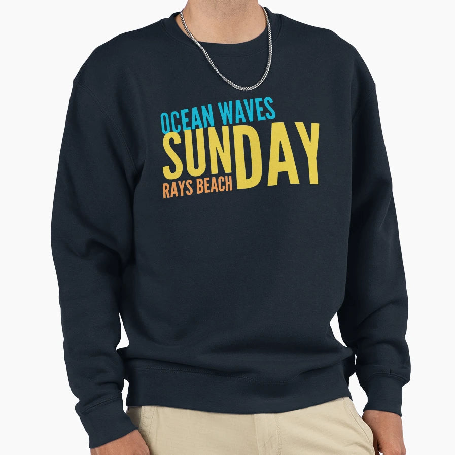 Ocean Waves Sun Rays Beach Days Sweatshirt - Aesthetic Graphic Men Women - T-Shirt, Sweatshirt, Hoodie