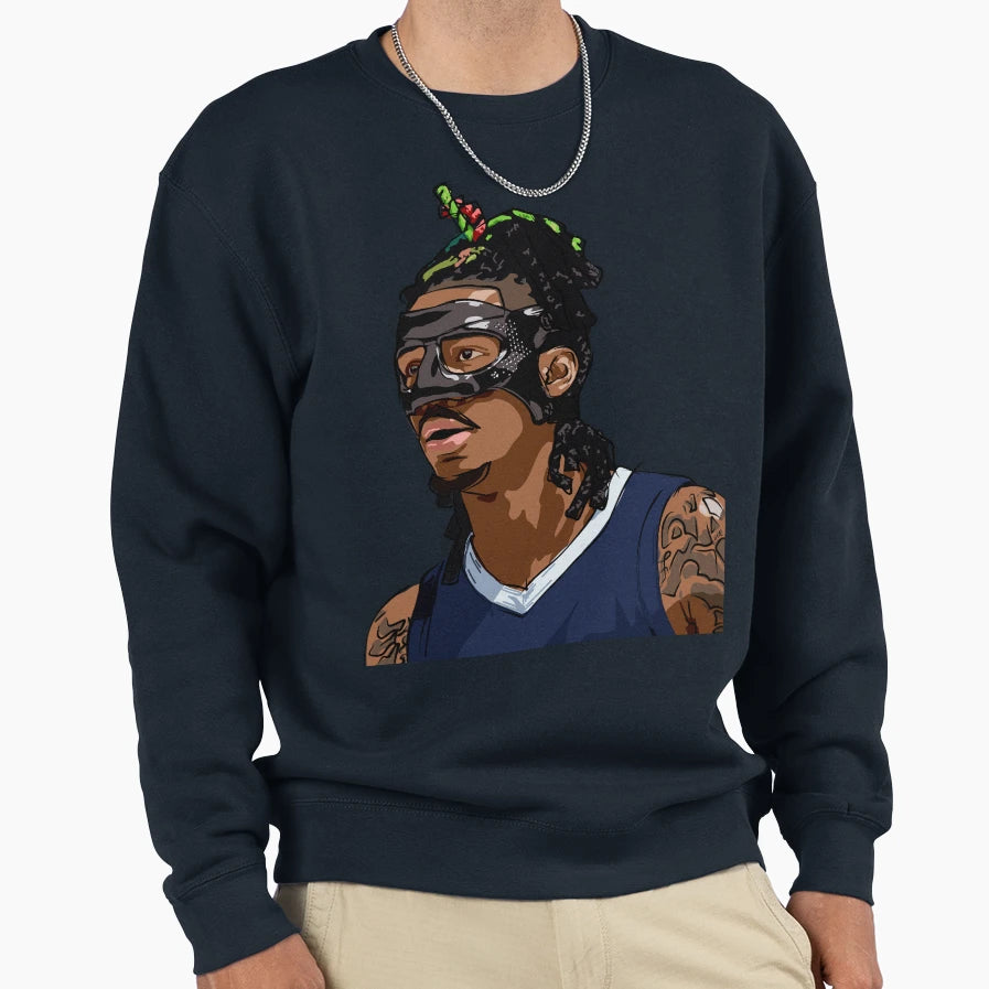 Masked Ja Morant Sweatshirt - Casual Everyday Wear for Adults - T-Shirt, Sweatshirt, Hoodie