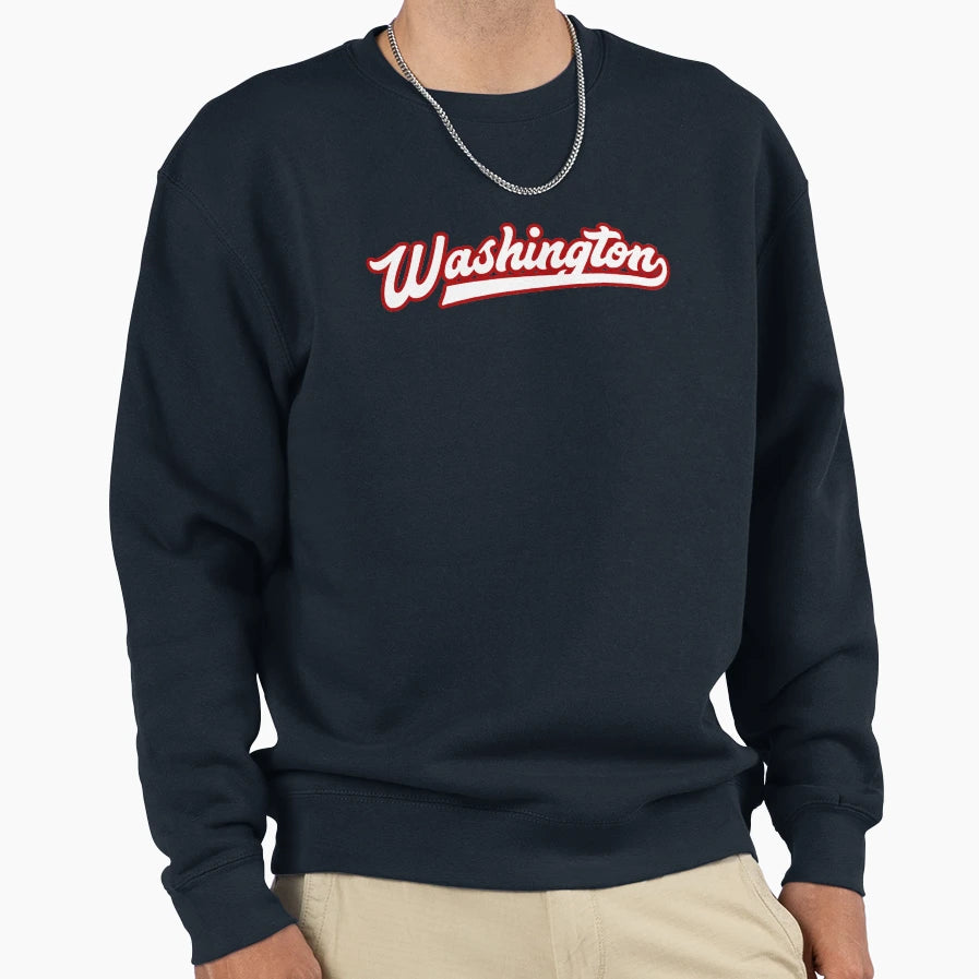 I Love Washington Dc Baseball Script Sweatshirt - Graphic Print for Adults - T-Shirt, Sweatshirt, Hoodie