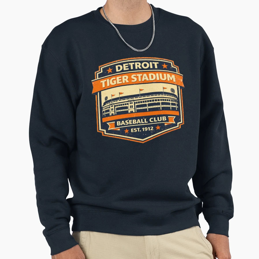 Detroit Baseball Stadium Tiger T-Shirt - Minimalist Print Men Women - T-Shirt, Sweatshirt, Hoodie