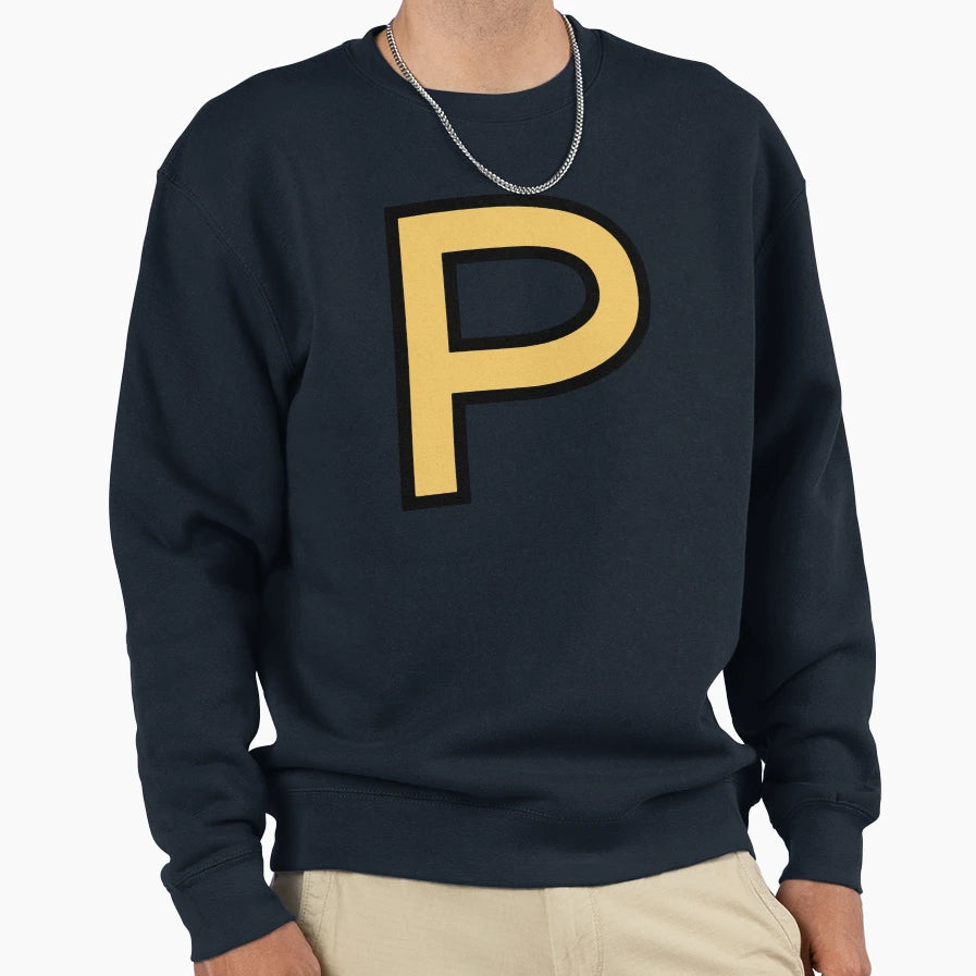 Funky Yellow Letter P Sweatshirt - Unique Graphic for Adults - T-Shirt, Sweatshirt, Hoodie