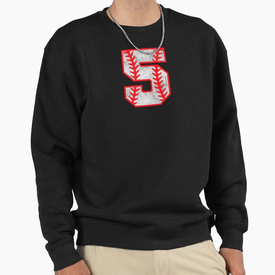 Baseball Number 5 Sweatshirt - Unique Graphic for Adults - T-Shirt, Sweatshirt, Hoodie