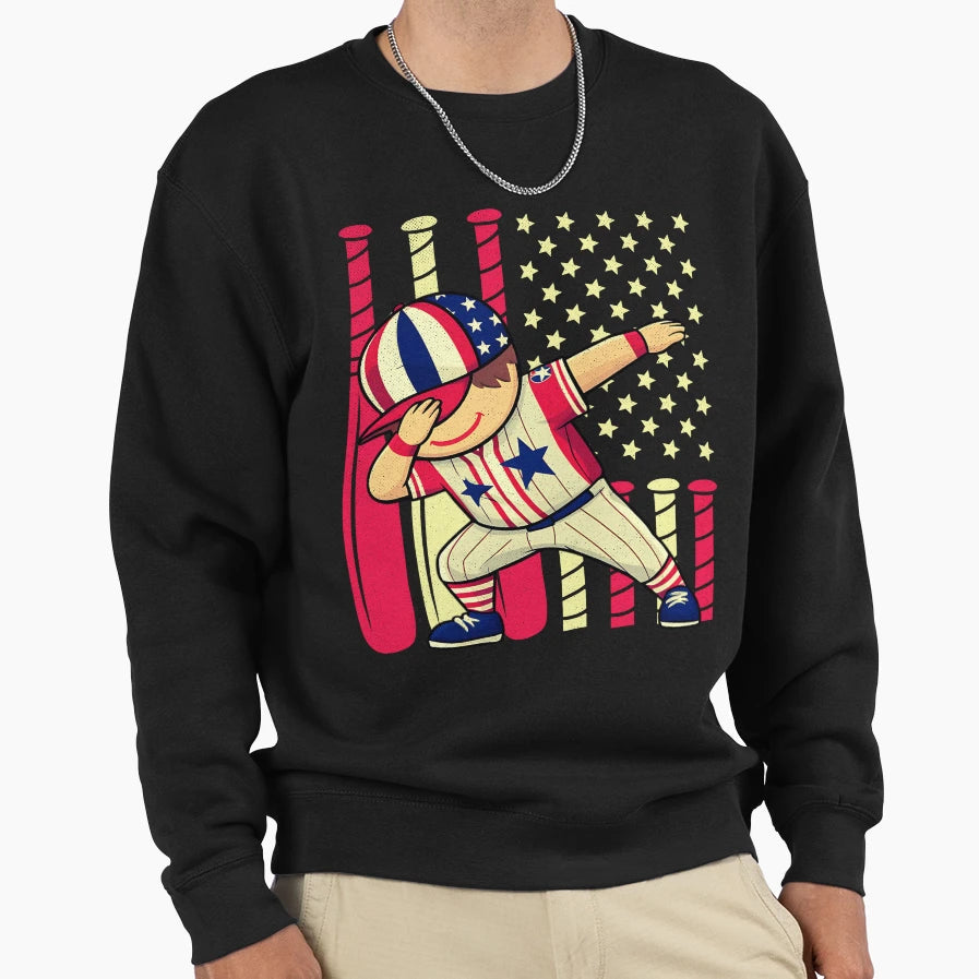 4Th July Baseball Sport Player Sweatshirt - Trendy Graphic for Adults - T-Shirt, Sweatshirt, Hoodie