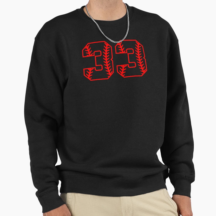 Baseball Number 33 Sweatshirt - Graphic Print for Adults - T-Shirt, Sweatshirt, Hoodie