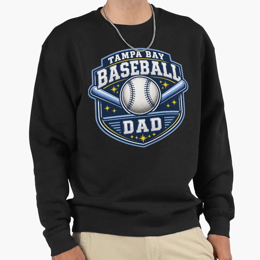 Tampa Bay Baseball Dad Blue Baseball Badge T-Shirt - Unique Graphic Unisex - T-Shirt, Sweatshirt, Hoodie