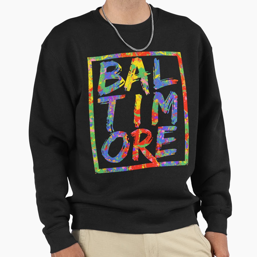 Baltimore 3 Level Rectangle Paint Sweatshirt - Novelty Apparel Unisex - T-Shirt, Sweatshirt, Hoodie