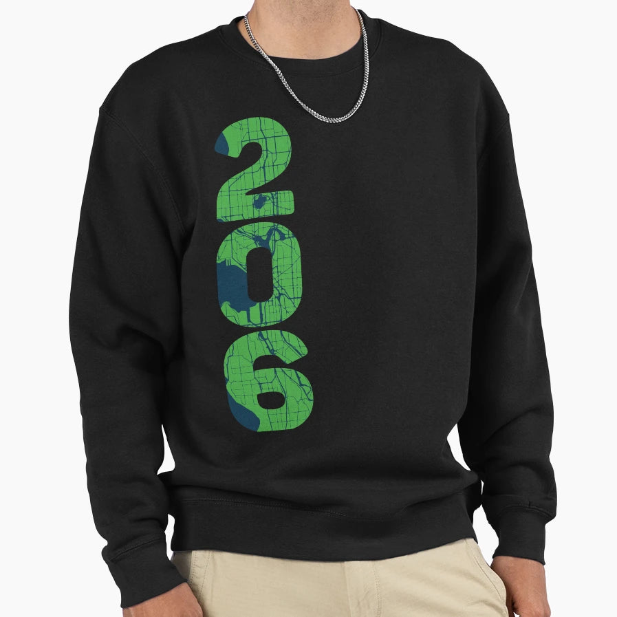 Seattle Wa City Map And 206 Area Code Sweatshirt - Novelty Apparel Unisex - T-Shirt, Sweatshirt, Hoodie