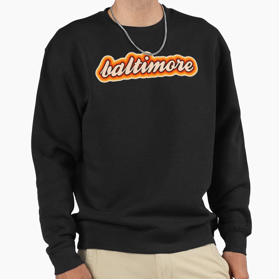 Orange Sunburst Baltimore Sweatshirt - Graphic Print Unisex - T-Shirt, Sweatshirt, Hoodie