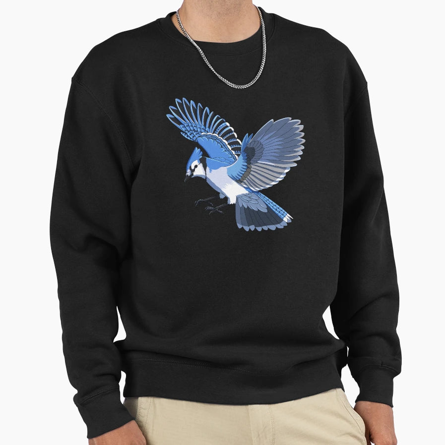 Flying Bird Blue Jay Sweatshirt - Minimalist Print Unisex - T-Shirt, Sweatshirt, Hoodie