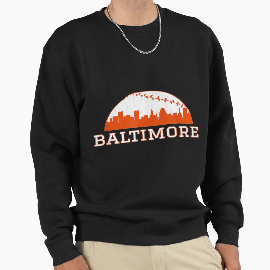 Downtown Baltimore Md Baseball Sweatshirt - Novelty Apparel Men Women - T-Shirt, Sweatshirt, Hoodie