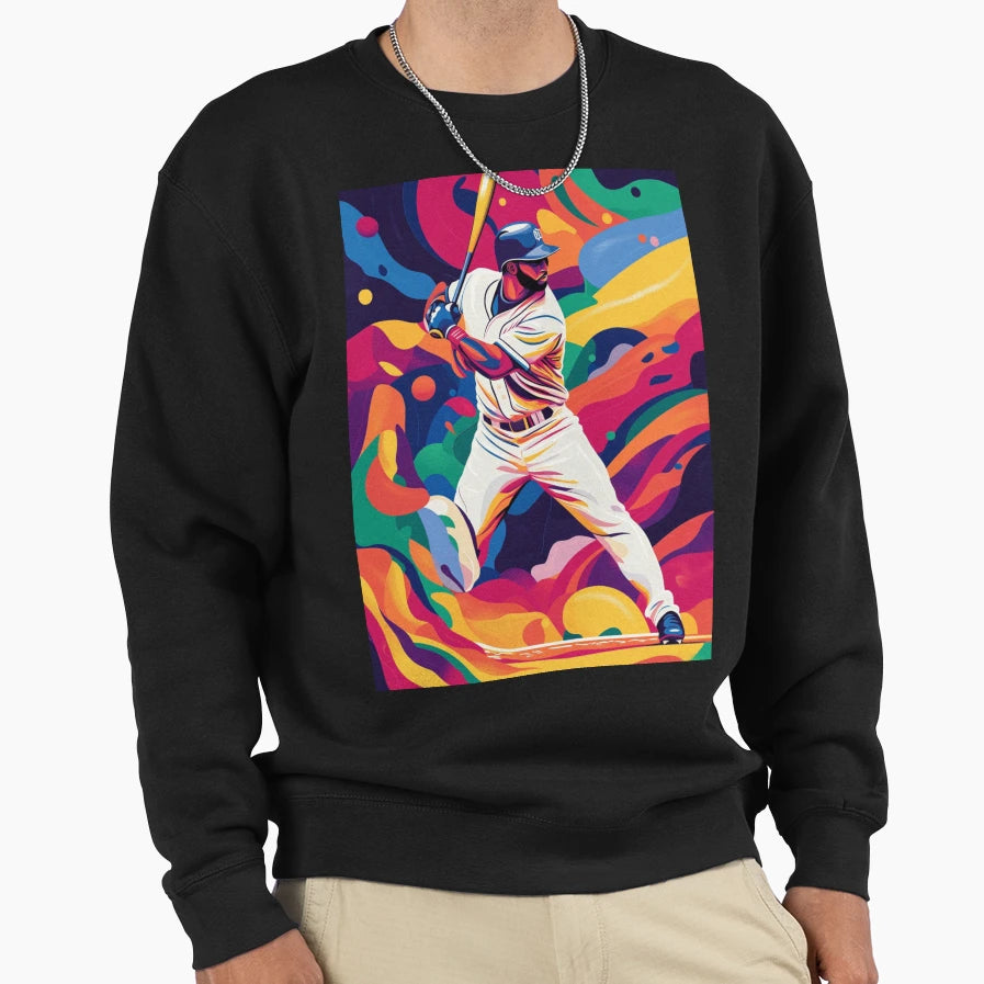 Psychedelic Twist Baseball Scene Sweatshirt - Custom Art Print Men Women - T-Shirt, Sweatshirt, Hoodie