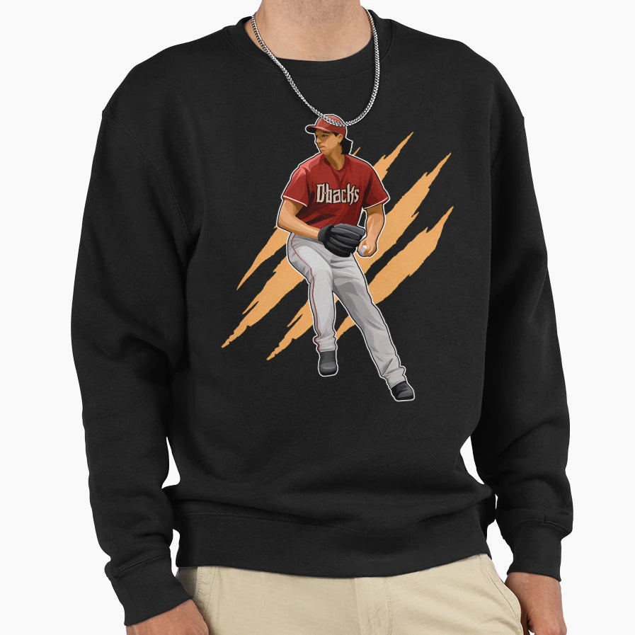 Randy Johnson Delivers Pitch 51 Sweatshirt - Fun Novelty Design for Adults - T-Shirt, Sweatshirt, Hoodie