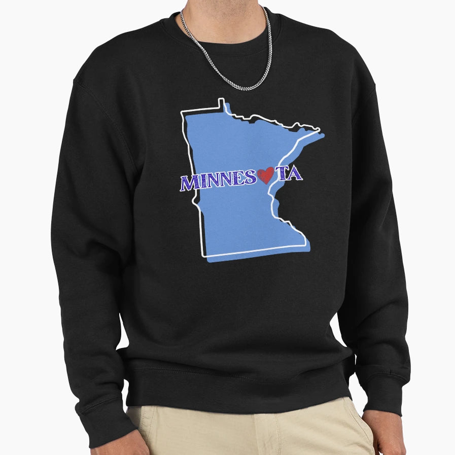 Love Minnesota Sweatshirt - Fun Novelty Design for Adults - T-Shirt, Sweatshirt, Hoodie