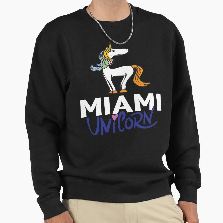 Miami Unicorn Sweatshirt - Custom Art Print Men Women - T-Shirt, Sweatshirt, Hoodie