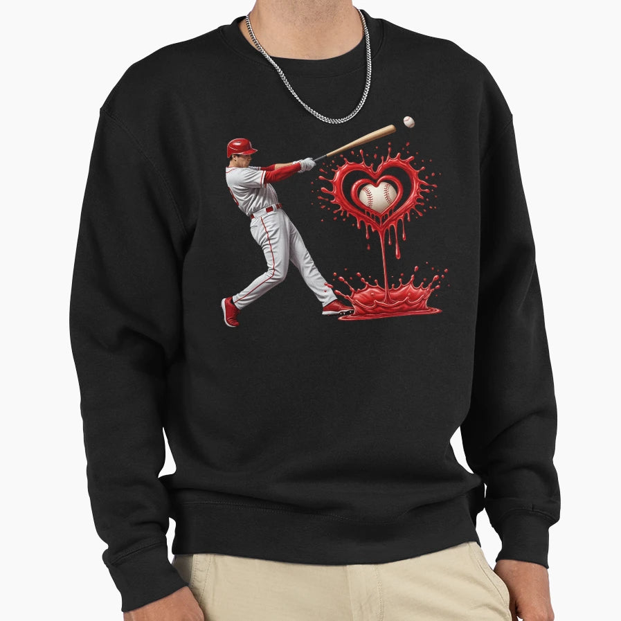 Valentine Baseball Player Drip Sweatshirt - Streetwear Style Unisex - T-Shirt, Sweatshirt, Hoodie