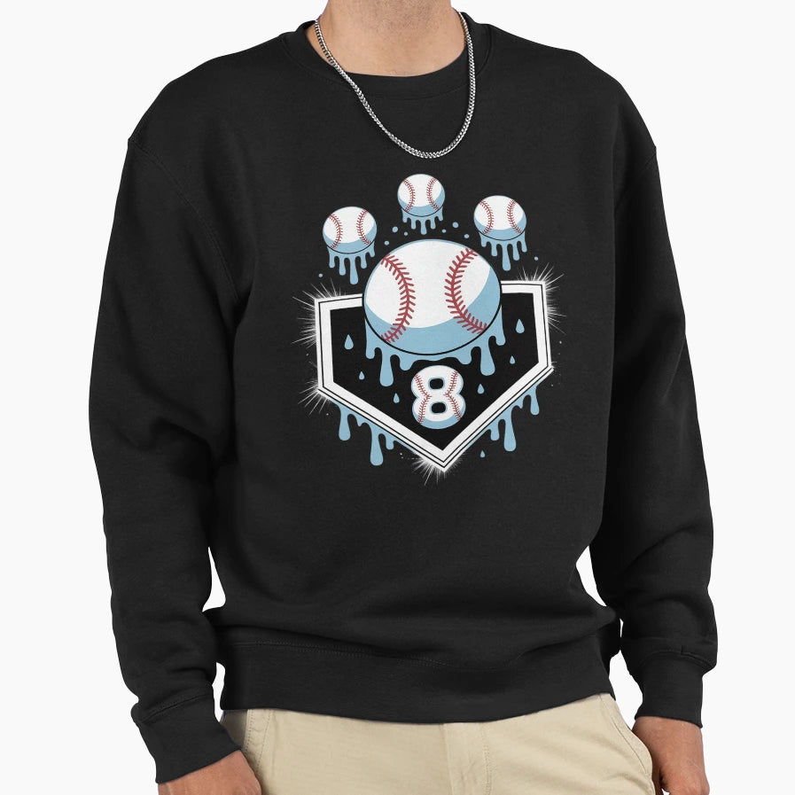 Baseball 8 Year Old Ice Cream Drip Sweatshirt - Trendy Graphic Unisex - T-Shirt, Sweatshirt, Hoodie