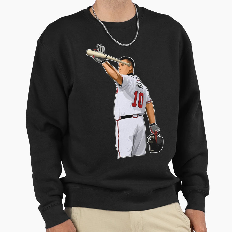 Chipper Jones 10 Waves To Crowds Sweatshirt - Unique Graphic Unisex - T-Shirt, Sweatshirt, Hoodie