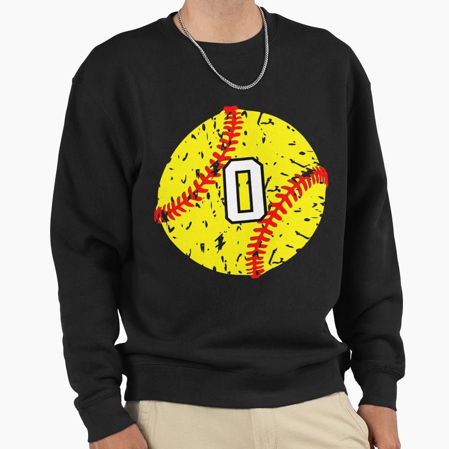 Softball Jersey Grunge Lucky Sweatshirt - Novelty Apparel for Adults - T-Shirt, Sweatshirt, Hoodie
