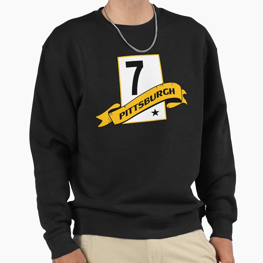 Pittsburgh 7 Banner Emblem White Sweatshirt - Custom Art Print Unisex - T-Shirt, Sweatshirt, Hoodie