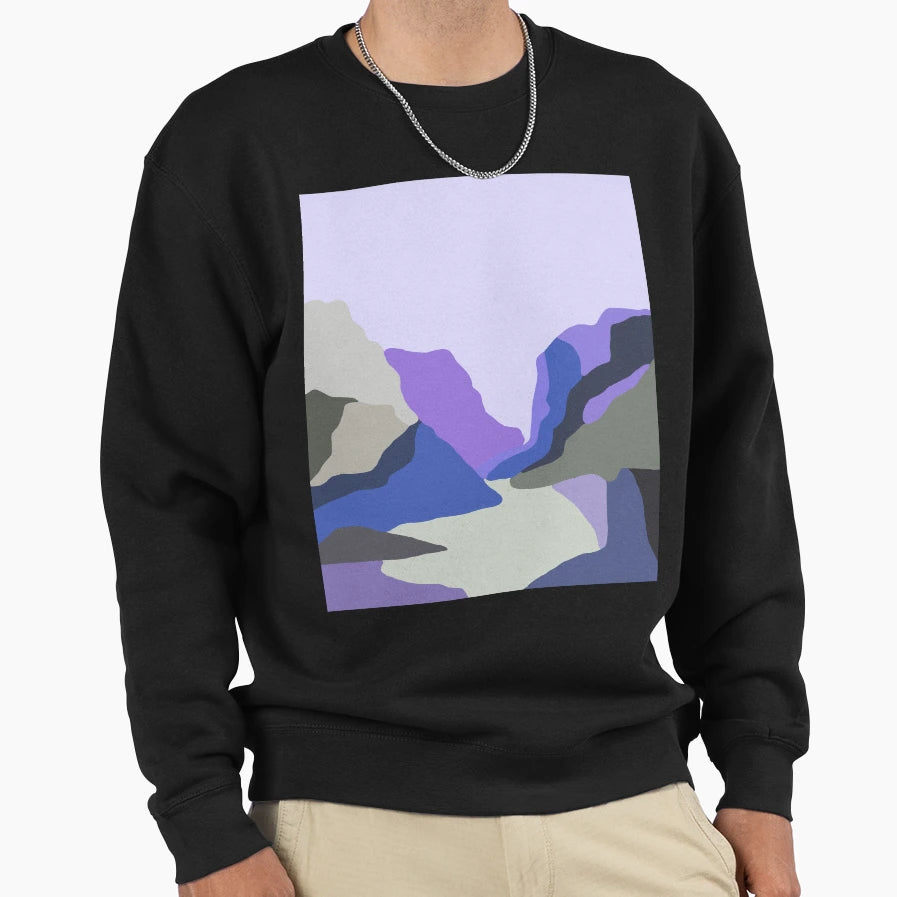 Purple Mountain Sweatshirt - Minimalist Print Men Women - T-Shirt, Sweatshirt, Hoodie