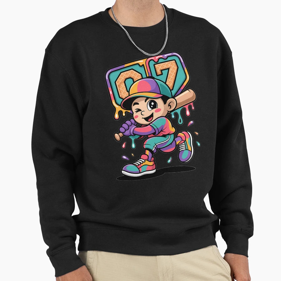 Baseball Mascot Drip Baseball Sweatshirt - Streetwear Style for Adults - T-Shirt, Sweatshirt, Hoodie