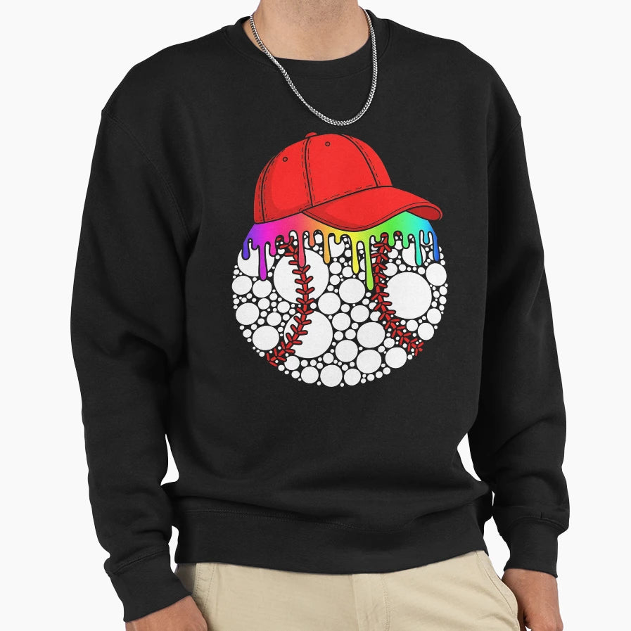 Happy Dot Day Polka Dots Baseball Sweatshirt - Trendy Graphic Unisex - T-Shirt, Sweatshirt, Hoodie