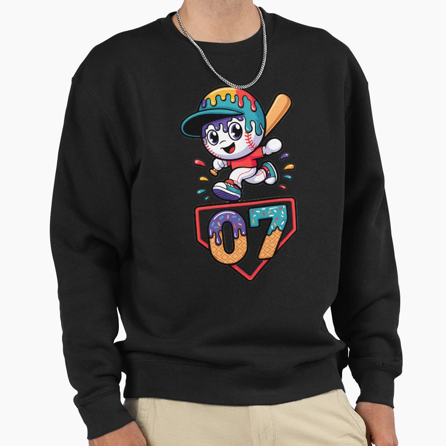 Baseball Mascot Drip Baseball Drip Sweatshirt - Unique Graphic for Adults - T-Shirt, Sweatshirt, Hoodie