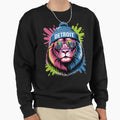 Detroit Lion Urban Neon Streetwear Sweatshirt - Custom Art Print Men Women - T-Shirt, Sweatshirt, Hoodie