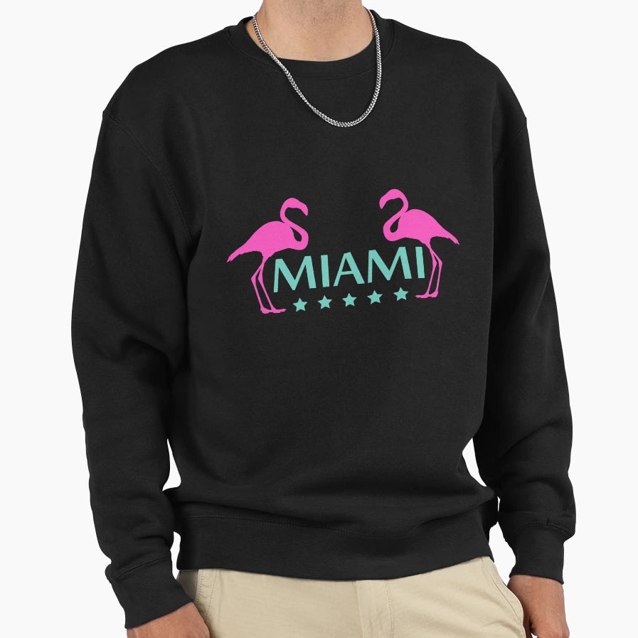 Miami Usa Flamingo Bird America Sweatshirt - Aesthetic Graphic for Adults - T-Shirt, Sweatshirt, Hoodie