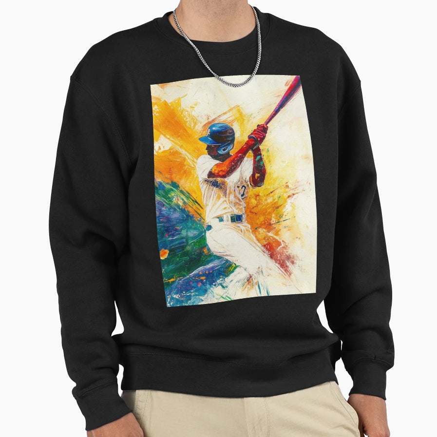 Abstract Depiction Baseball Player Sweatshirt - Trendy Graphic for Adults - T-Shirt, Sweatshirt, Hoodie