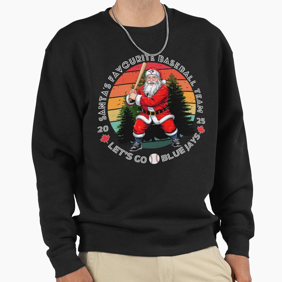 Santas Favourite Baseball Team Sweatshirt - Graphic Print Unisex - T-Shirt, Sweatshirt, Hoodie