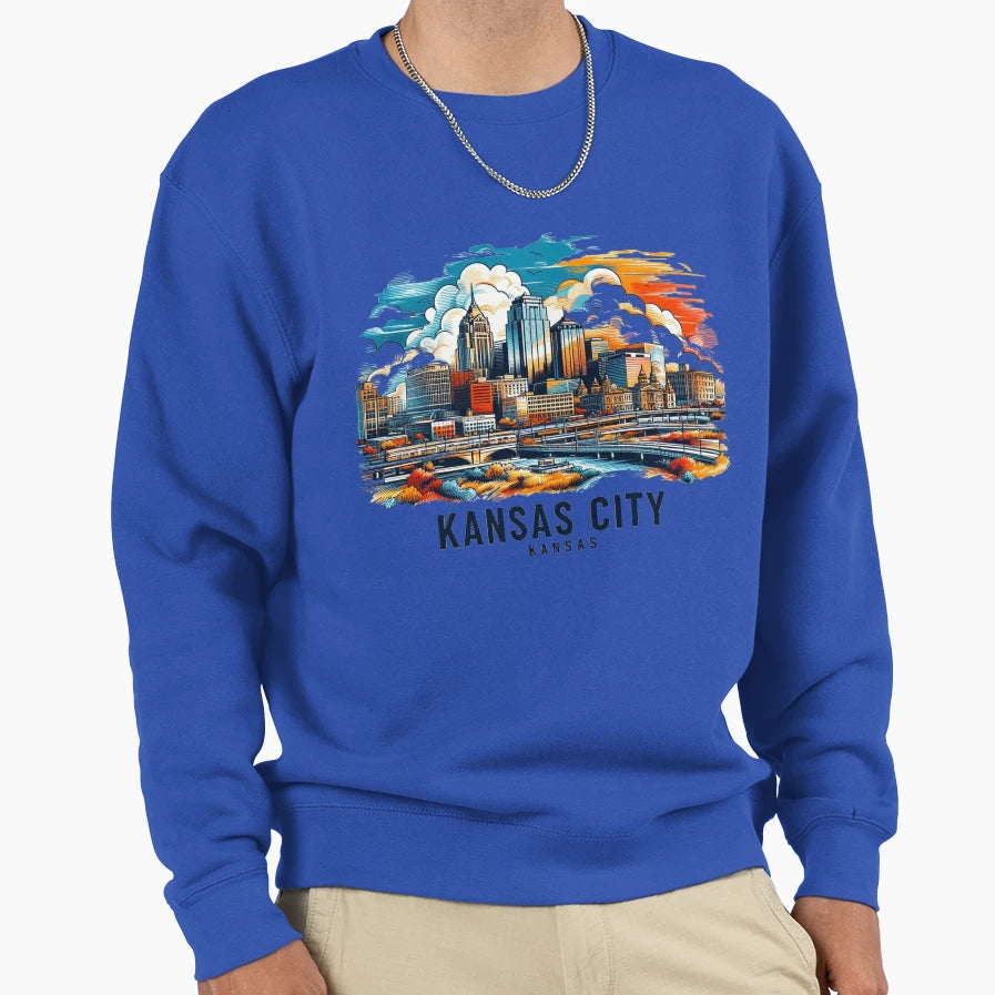 Kansas City Kansas Watercolor Sweatshirt - Streetwear Style Men Women - T-Shirt, Sweatshirt, Hoodie