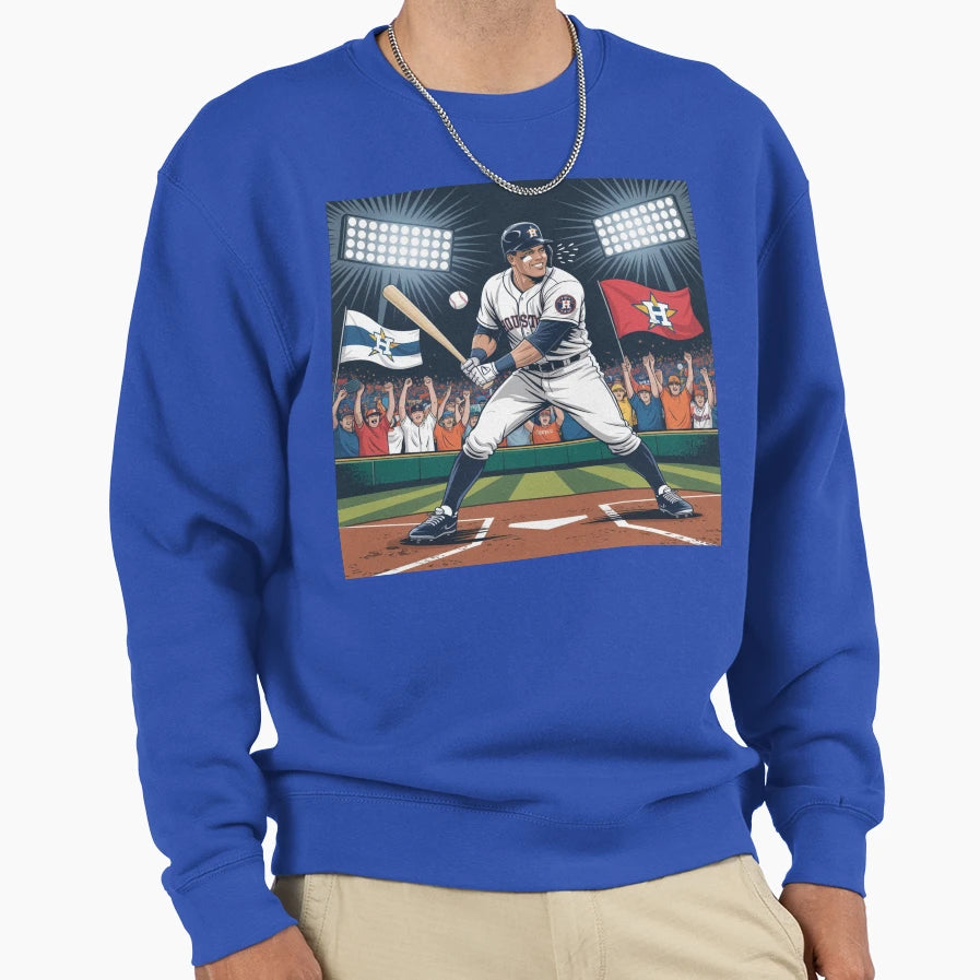 Houston Baseball Hero Power Hit Sweatshirt - Custom Art Print for Adults - T-Shirt, Sweatshirt, Hoodie