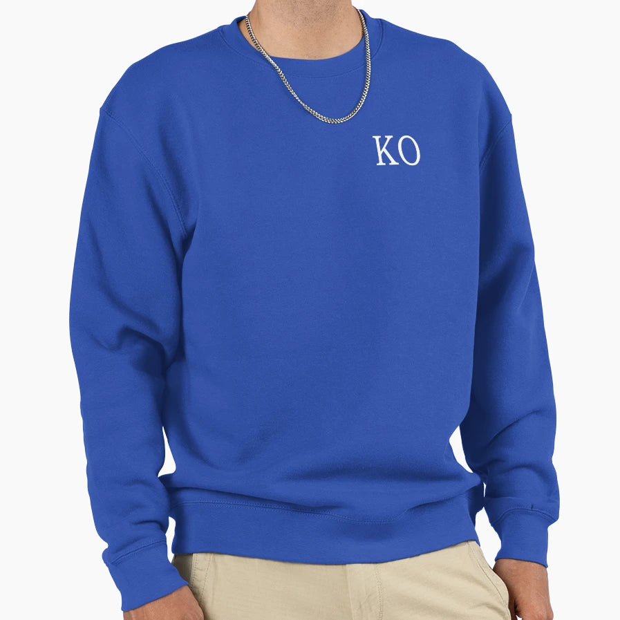 Ko Initials Monogram Elegant White Sweatshirt - Trendy Graphic Unisex - T-Shirt, Sweatshirt, Hoodie
