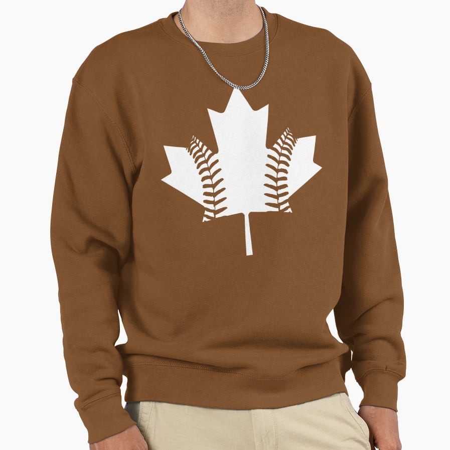Maple Leaf Baseball White Sweatshirt - Graphic Print for Adults - T-Shirt, Sweatshirt, Hoodie