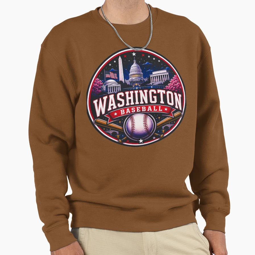 Washington Baseball Logo Capital Hoodie - Fun Novelty Design for Adults - T-Shirt, Sweatshirt, Hoodie