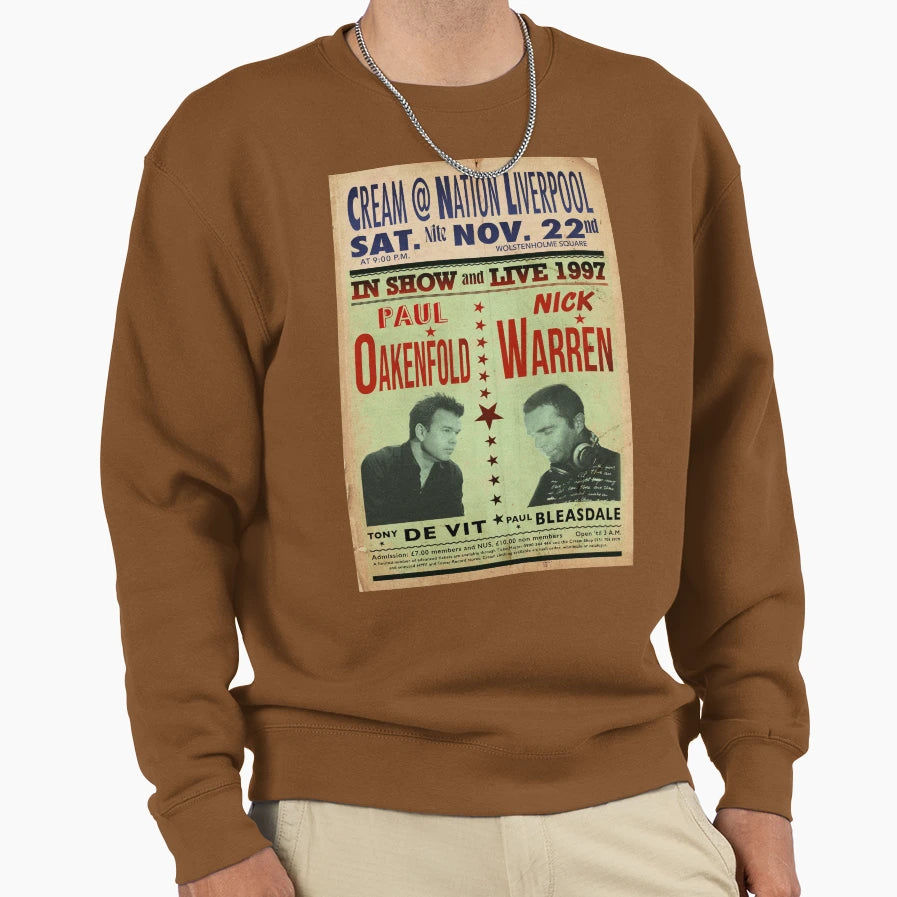 Paul Oakenfold Nick Warren Cream 1997 Sweatshirt - Aesthetic Graphic Unisex - T-Shirt, Sweatshirt, Hoodie