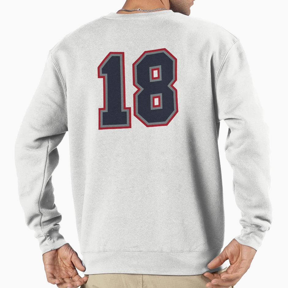 18 Navy Grey Red Sports Number Sweatshirt - Unique Graphic for Adults - T-Shirt, Sweatshirt, Hoodie