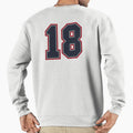 18 Navy Grey Red Sports Number Sweatshirt - Unique Graphic for Adults - T-Shirt, Sweatshirt, Hoodie