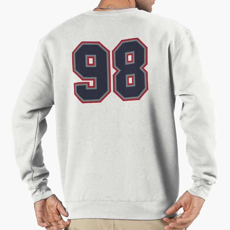 98 Navy Grey Red Sports Number Sweatshirt - Trendy Graphic Men Women - T-Shirt, Sweatshirt, Hoodie