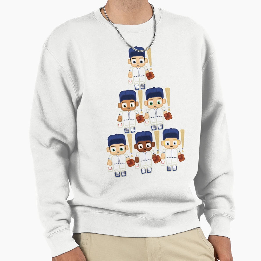Baseball White And Blue Super Sports Sweatshirt - Custom Art Print Unisex - T-Shirt, Sweatshirt, Hoodie