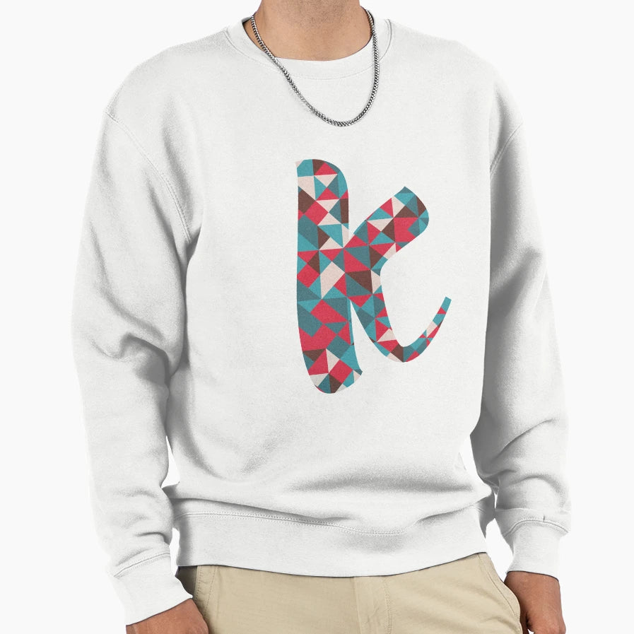 Alphabet K Polygonal Geometric Letter Sweatshirt - Aesthetic Graphic Unisex - T-Shirt, Sweatshirt, Hoodie