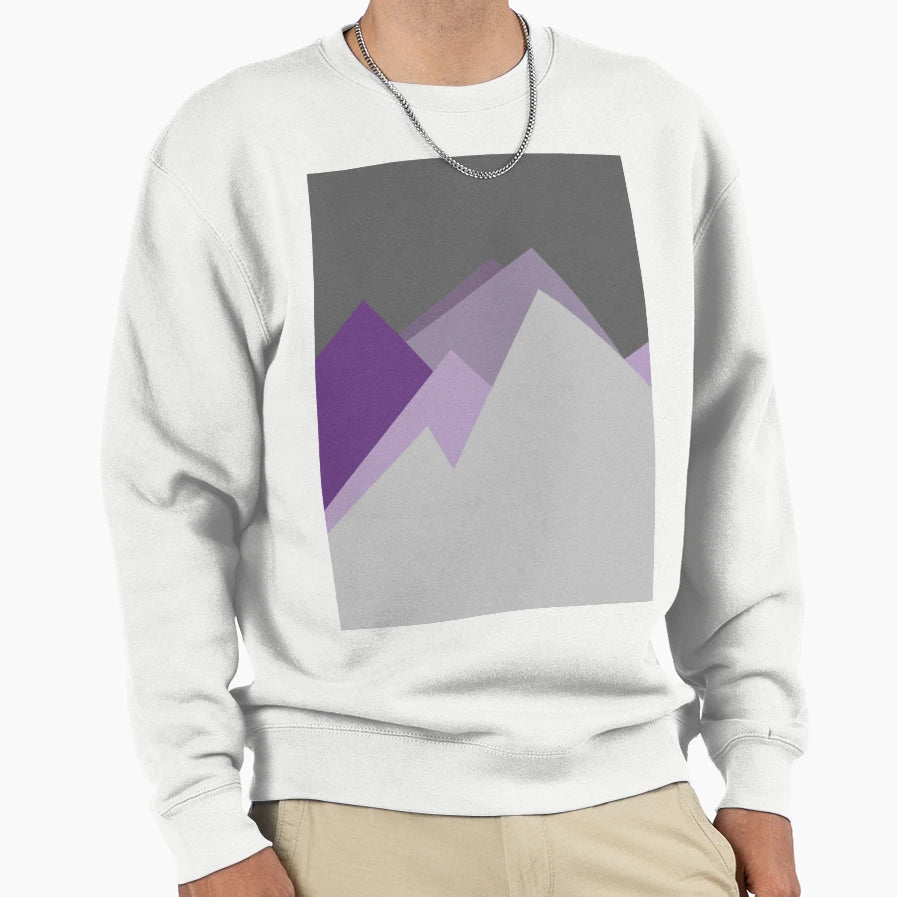 Purple Mountain Minimalist Mute Sweatshirt - Fun Novelty Design Men Women - T-Shirt, Sweatshirt, Hoodie