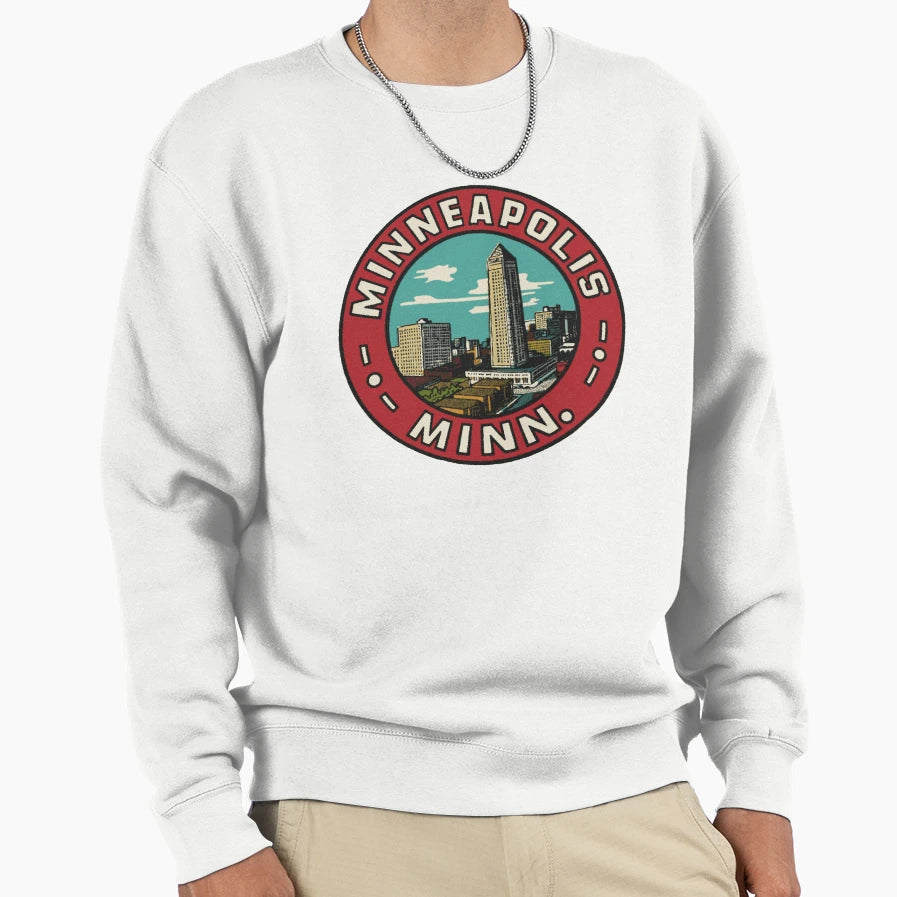 Historic Minneapolis Skyline Sweatshirt - Minimalist Print for Adults - T-Shirt, Sweatshirt, Hoodie