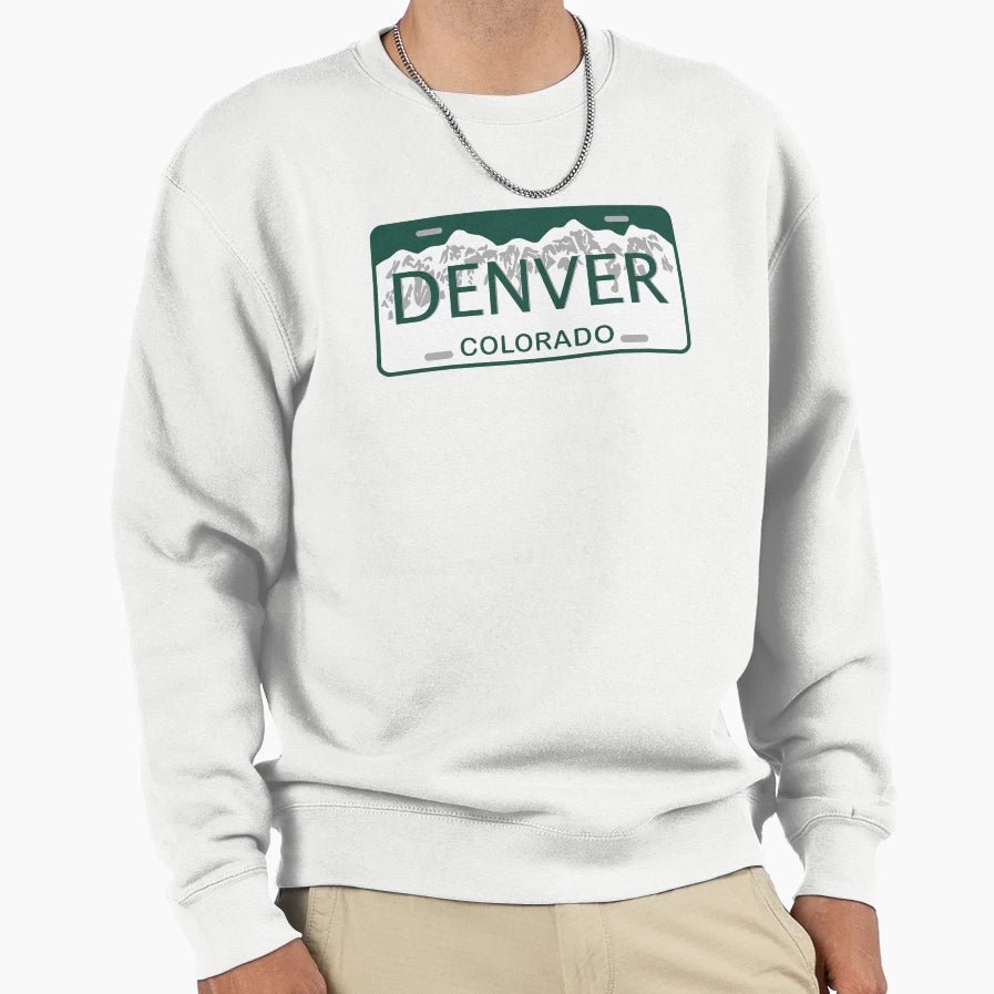 Denver Co License Plate Sweatshirt - Graphic Print Men Women - T-Shirt, Sweatshirt, Hoodie