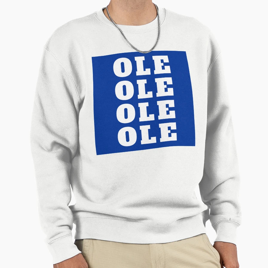 Ole Ole Ole Ole White Blue Sweatshirt - Aesthetic Graphic Unisex - T-Shirt, Sweatshirt, Hoodie